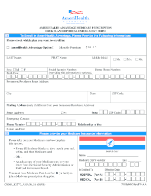 AmeriHealth Advantage Medicare Prescription Drug Plan Enrollment Form