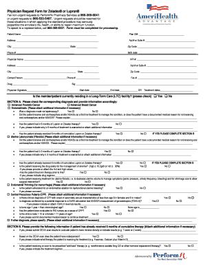 Physician Request Form for Zoladex or Lupron