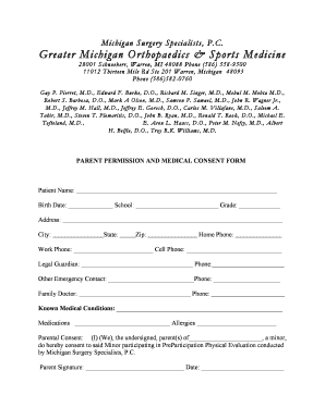 Parent Permission and Medical Consent Form