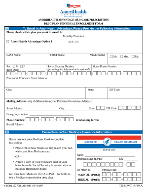 AmeriHealth Advantage Medicare Prescription Drug Plan Enrollment Form