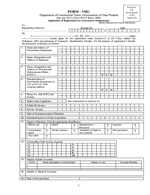Uttar Pradesh VAT Registration Application Form