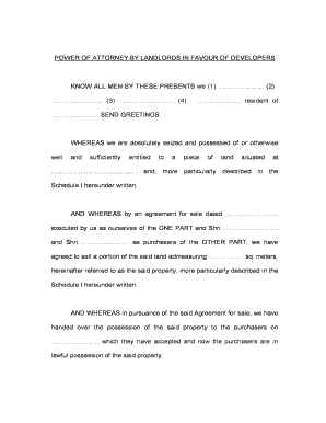 Power of Attorney by Landlords to Developers