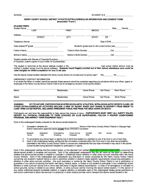 Henry County School District Athletic Consent Form