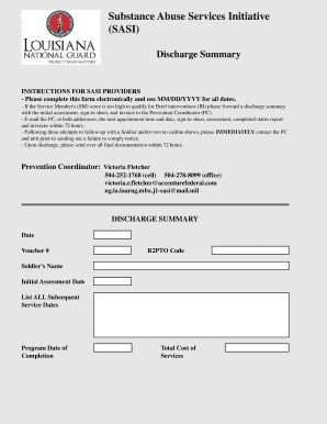 SASI Discharge Summary Form