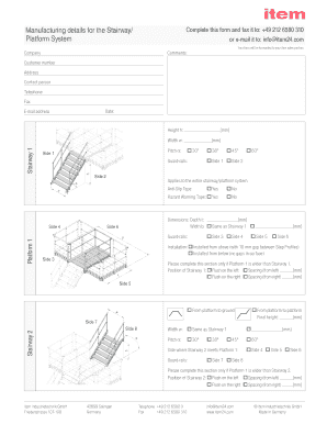 Stairway Platform System Order Form
