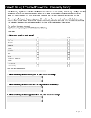 Sublette County Economic Development Community Survey