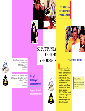 SDEA/CTA/NEA Retired Membership Application