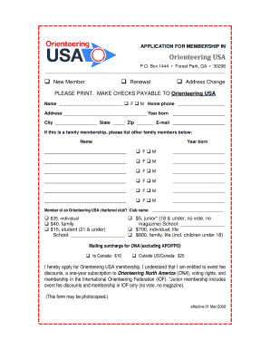 Orienteering USA Membership Application