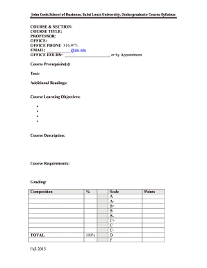 Undergraduate Course Syllabus