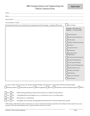 Georgia Science and Engineering Fair Abstract Form