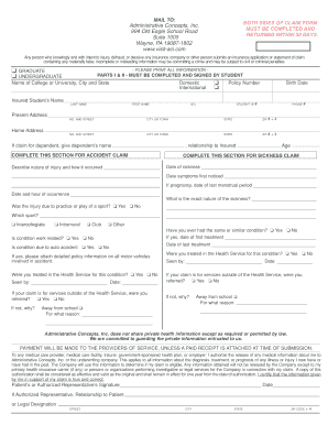 Student Health Insurance Claim Form