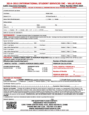 International Student Insurance Enrollment Form