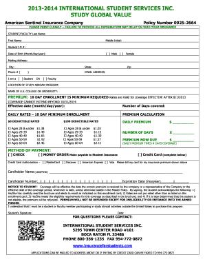 Student Insurance Enrollment Form
