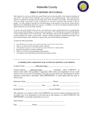 Abbeville County Direct Deposit Authorization
