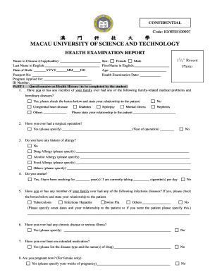 Macau University Health Examination Report