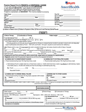 Physician Request Form for PROCRIT and NEUPOGEN/LEUKINE