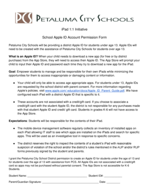 School Apple ID Account Permission Form