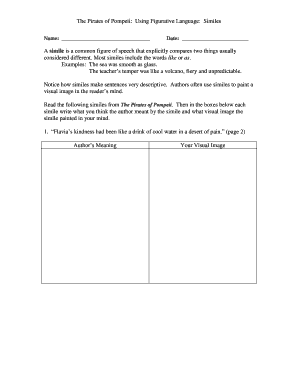 The Pirates of Pompeii Simile Worksheet