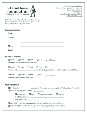 FarmHouse Foundation Donation Form