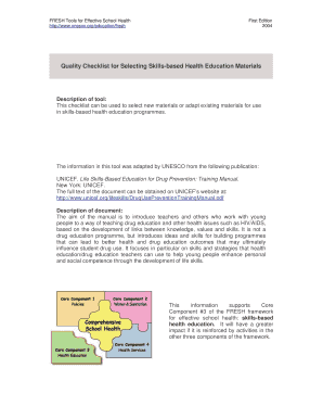 Quality Checklist for Skills-based Health Education Materials