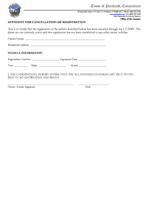 Affidavit for Cancellation of Registration