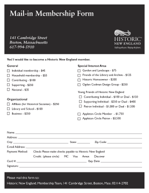 Historic New England Membership Form