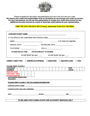 Florida State Fair Authority Camping Reservation Form