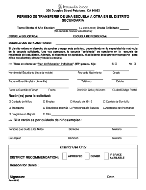 PERMISO DE TRANSFERIR DE UNA ESCUELA A OTRA EN EL DISTRITO