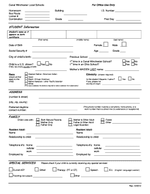 Canal Winchester Student Information Form