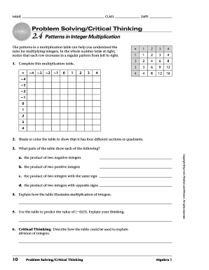 Multiplication Table Worksheet