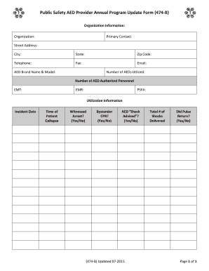 Public Safety AED Provider Annual Program Update Form 474-B