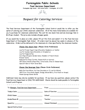 Request for Catering Services