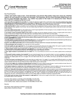 Free and Reduced Price School Meals Application