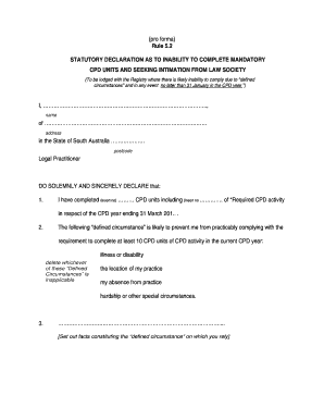 Statutory Declaration for Inability to Complete CPD Units