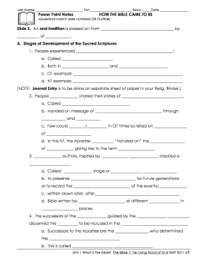 Religious Studies Bible Notes Template