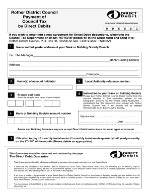 Rother District Council Council Tax Direct Debit Form