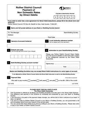 Rother District Council Non-Domestic Rates Direct Debit Form