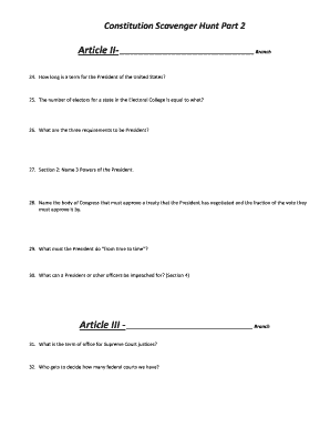 US Constitution Scavenger Hunt