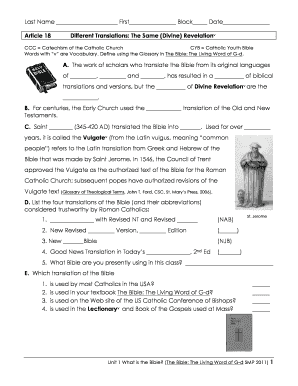 Bible Translation Study Worksheet