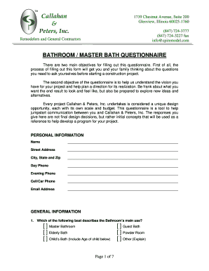 Bathroom Remodeling Questionnaire