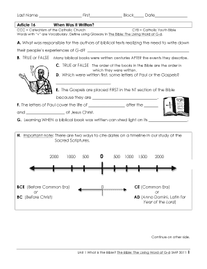 Bible Study Worksheet