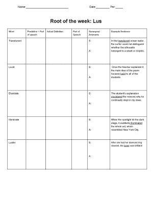 Vocabulary Homework Assignment