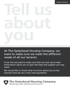 Gateshead Housing Tenant Information Form