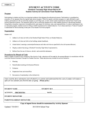 Student Activity Code of Conduct