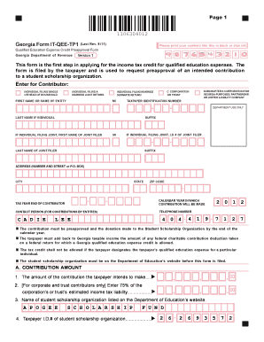 Georgia Qualified Education Expense Credit Preapproval Form