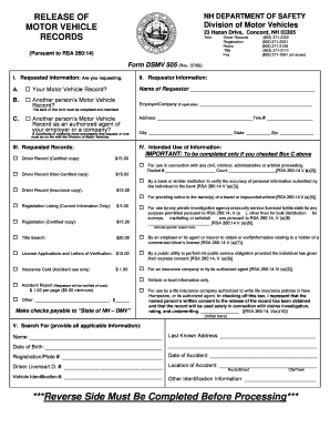 New Hampshire Motor Vehicle Record Request Form
