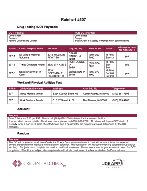DOT Drug Testing Form 507