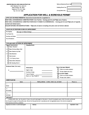 Well and Borehole Permit Application