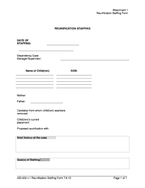 Reunification Staffing Form