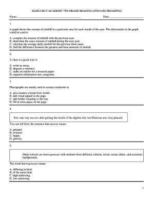 7th Grade Reading Test